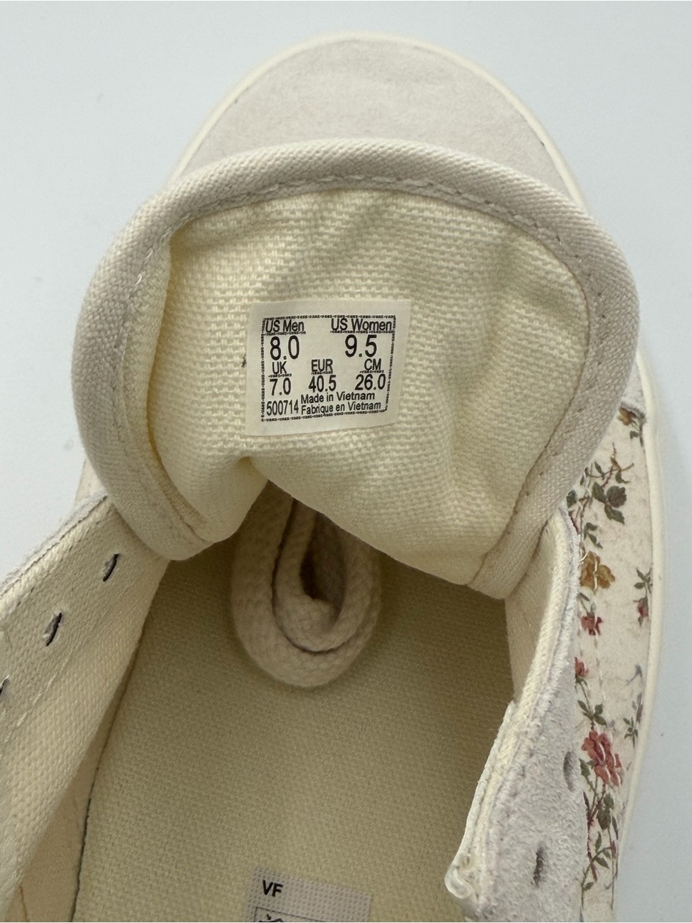 Van’s Cream Floral Low-Top Women's Sneakers - Picture 7 of 7